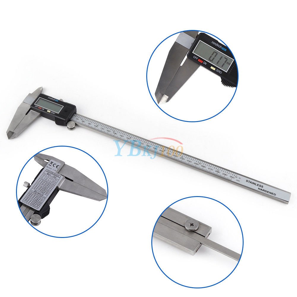 12" Inch 300MM Electronic Digital Vernier Caliper Micrometer Large LCD Display