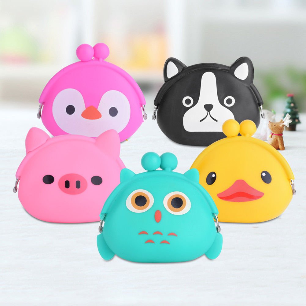 Cute Xmas Birthday Gift Cartoon Animal Silicone Jelly Coin Purse Mini Wallet coi
