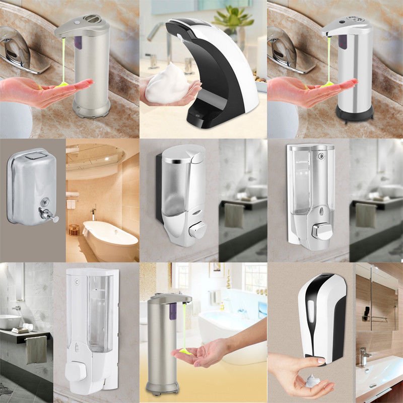 Auto/Manual Soap Dispenser Wall Mount Shower Shampoo Liquid Sanitizer Bathroom