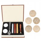 Stamp Seal Sealing Wax Set Vintage Antique Alphabet Initial Letter with Box Gift