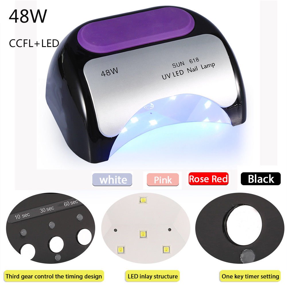 48W LED CCFL UV Lamp Nail Dryer Curing Light Machine UV Gel Nail Polish Timer