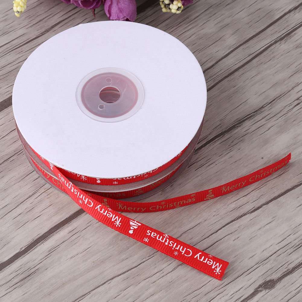 25yards 10mm Red Satin Ribbon Gift Wrapping Merry Christmas Craft Decor DIY coi