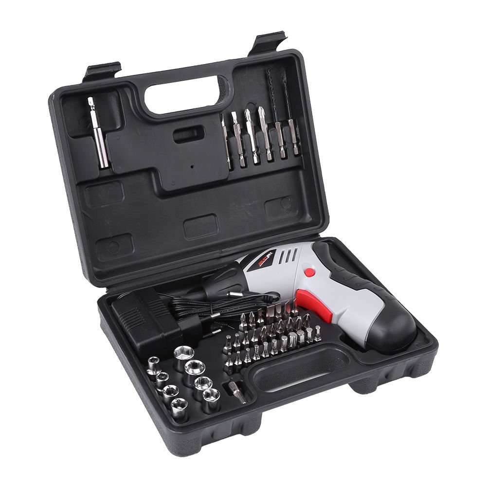 EU 4.8v Cordless Reversible Electric Screwdriver Drills Kit Rechargeable 45pcs