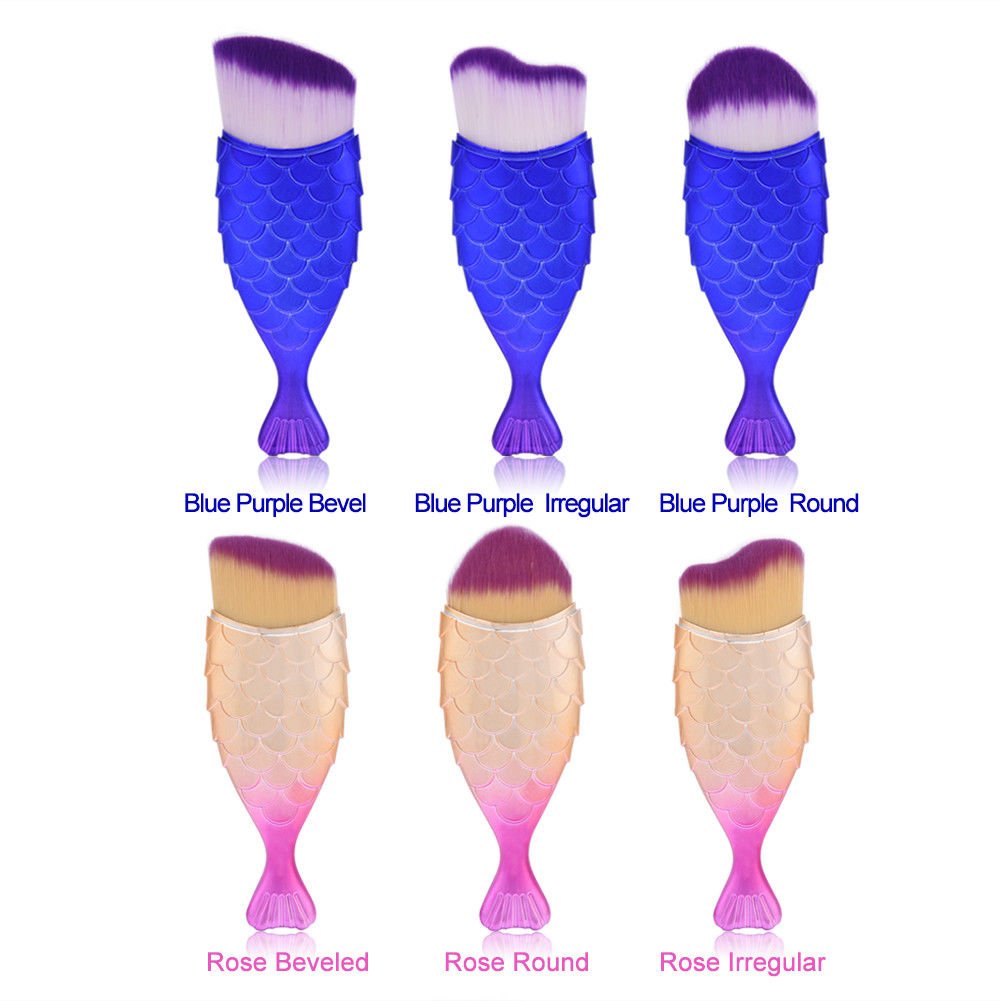 Flat Round Oblique Fishtail Blush Powder Fish Makeup Brushes Tool