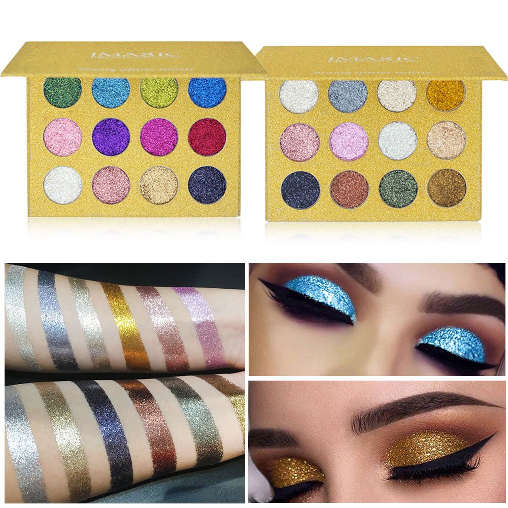 IMAGIC12 Colors Unique Glitter Long-lasting Eye Shadow Palette Makeup Cosmetics