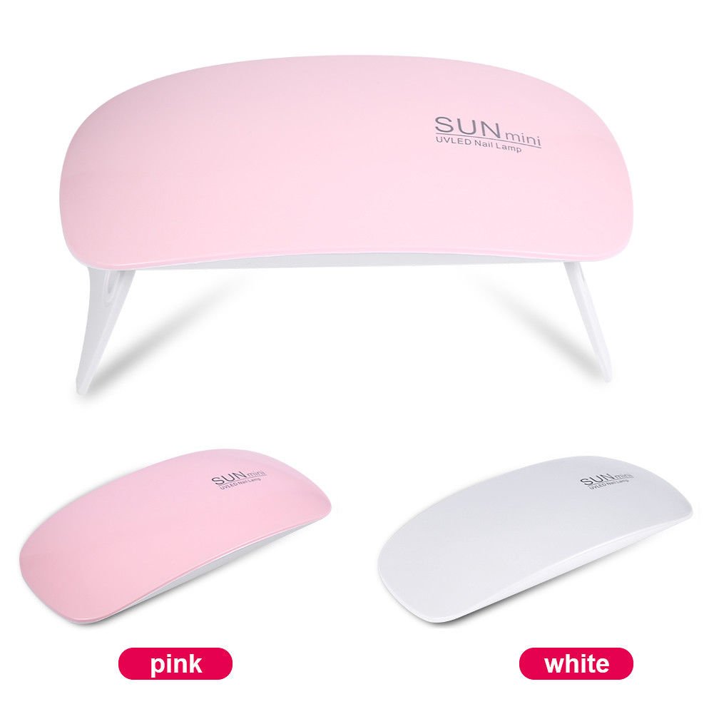 6W Mini LED UV Nail Lamp Dryer Curing Gel Polish Manicure Foldable White/Pink