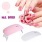 6W Mini LED UV Nail Lamp Dryer Curing Gel Polish Manicure Foldable White/Pink