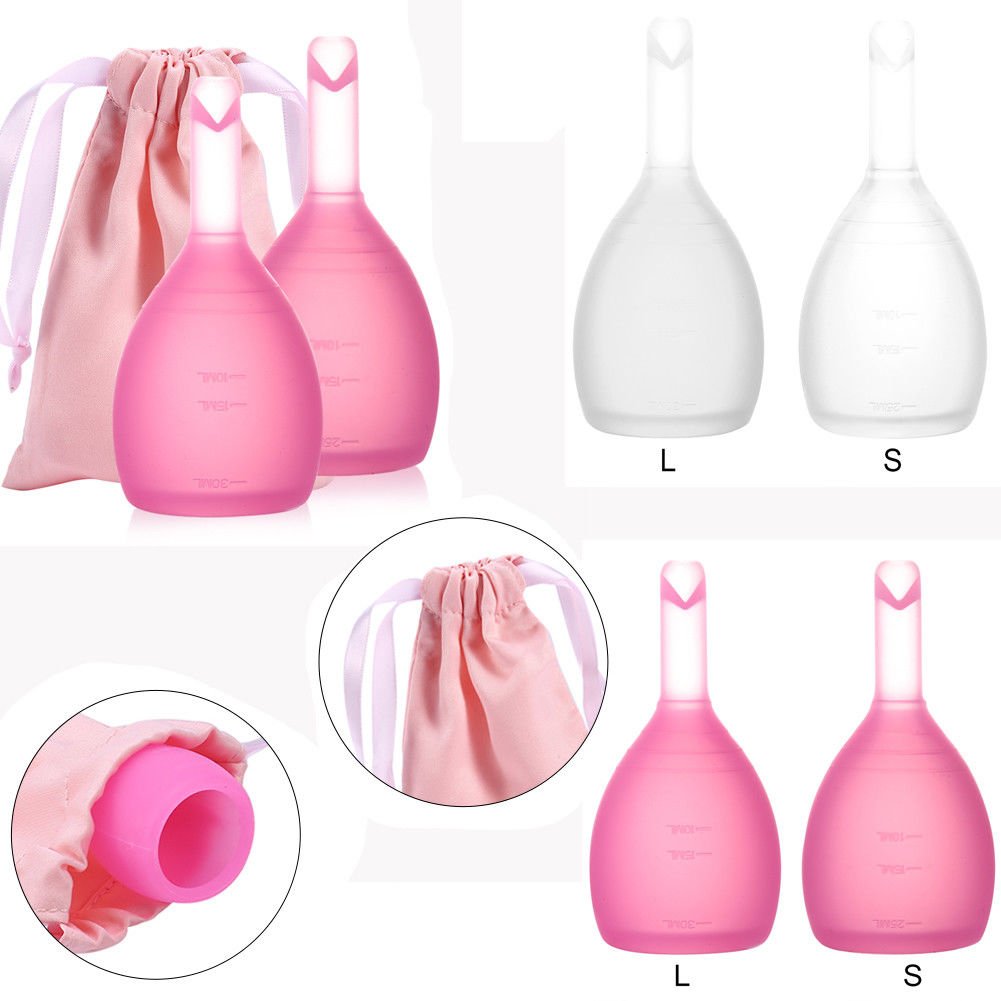 2Size Reusable Silicone Lady Feminine Soft Menstrual Period Leak Free Safety Cup