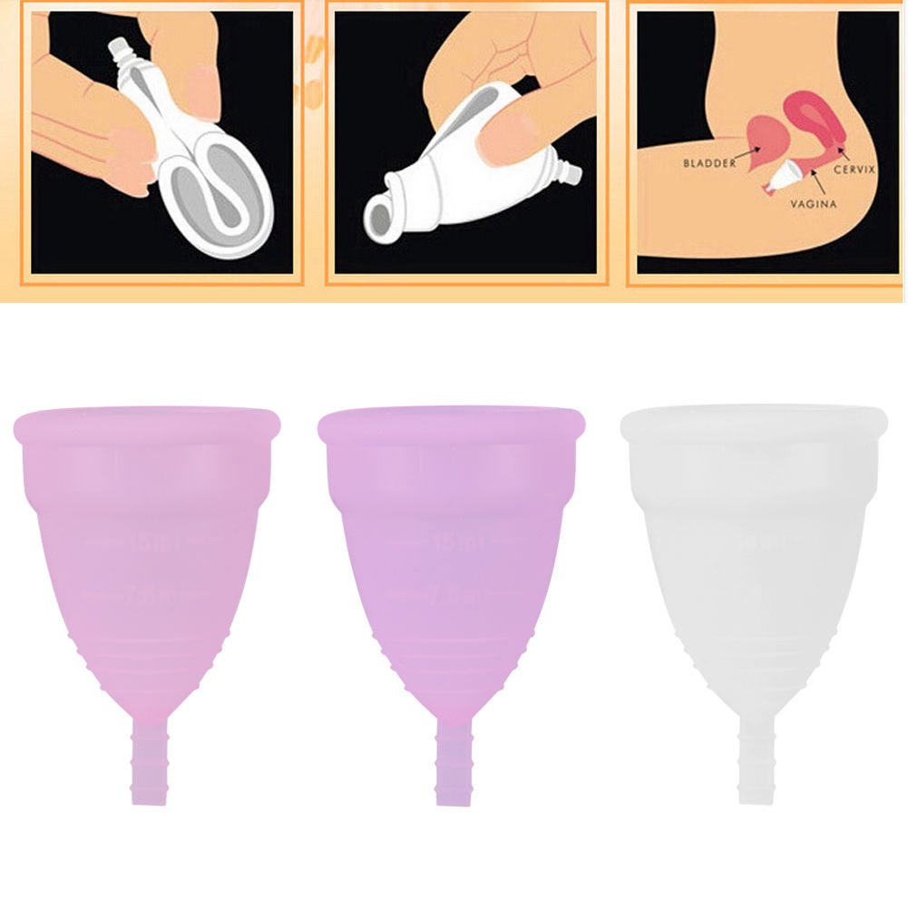 3 Colors Reusable Silicone Female Leakproof Menstrual Cup Menstruation ...