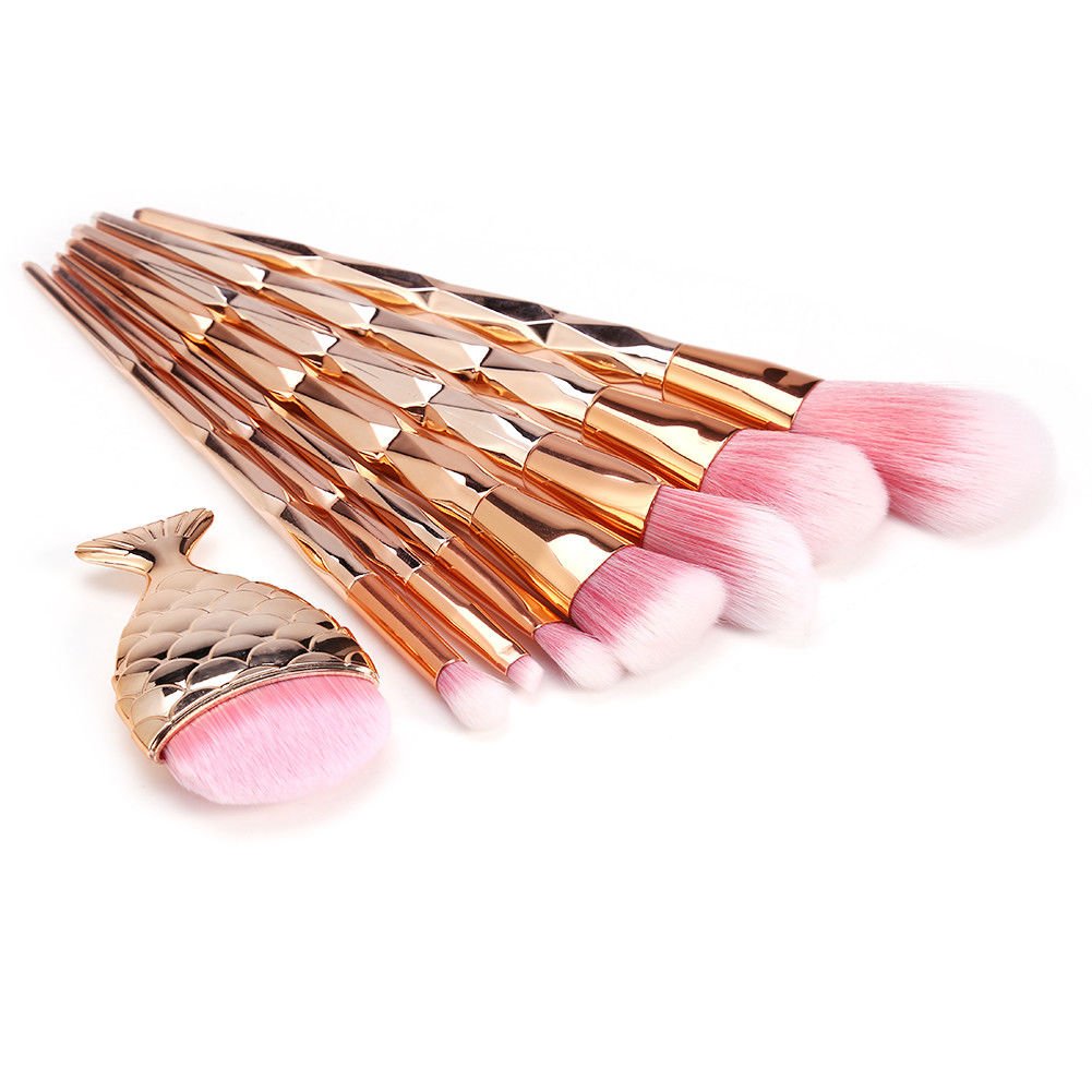 Pro 8PCS Glitter Rose Gold Makeup Brushes Set Powder Concealer Cosmetic Kit