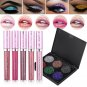 Shimmer Eye Shadow Eyeshadow Palette & Liquid Lipstick Makeup Powder Lasting LY
