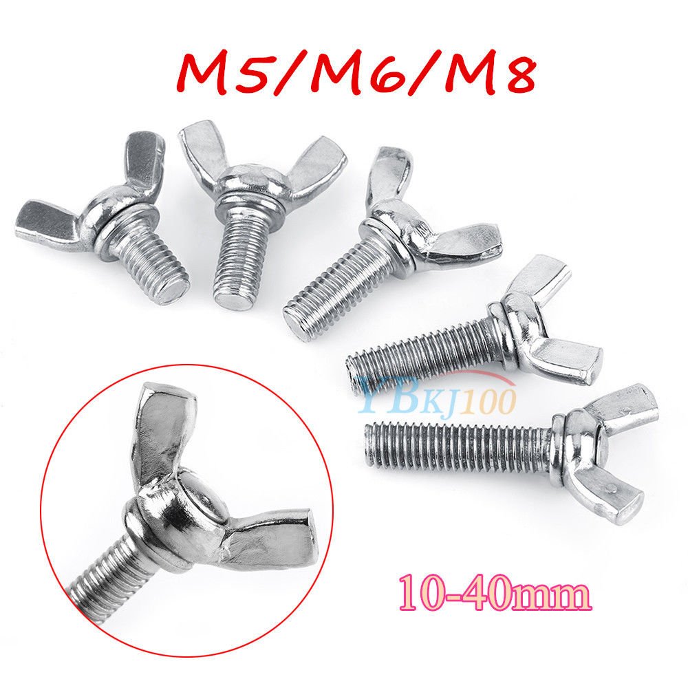 M5/M6/M8 Stainless Steel Wing Bolts Wingbolts Nut Butterfly Screw DIN316 10-40mm