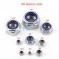 20/100pcs Locknuts Hexagon Hex Nylon Inserted Stainless Steel Lock Nut M2-M12