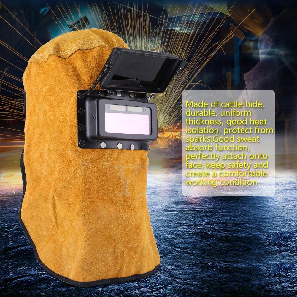 New Leather Hood Welding Helmet Mask Auto Darkening Filter Lens Welder coi