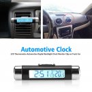 Mini LCD Clock Thermometer Automotive Digital Backlight Monitor Clip-on Vehicle