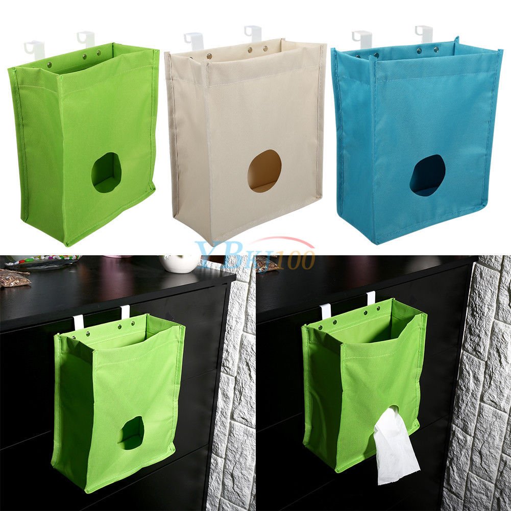 3 Colors Hanging Storage Organizer Bags For Garbage Bag Roll Paper Socks Kitchen