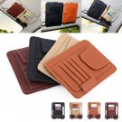 Car PU Leather Sun Visor Organizer Pouch Bag Card Storage Glasses Holder Clip