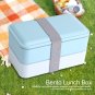 900mL 2 Layers Plastic Food Kids Lunch Box Food Storage Container w/Spoon