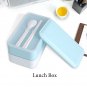 900mL 2 Layers Plastic Food Kids Lunch Box Food Storage Container w/Spoon