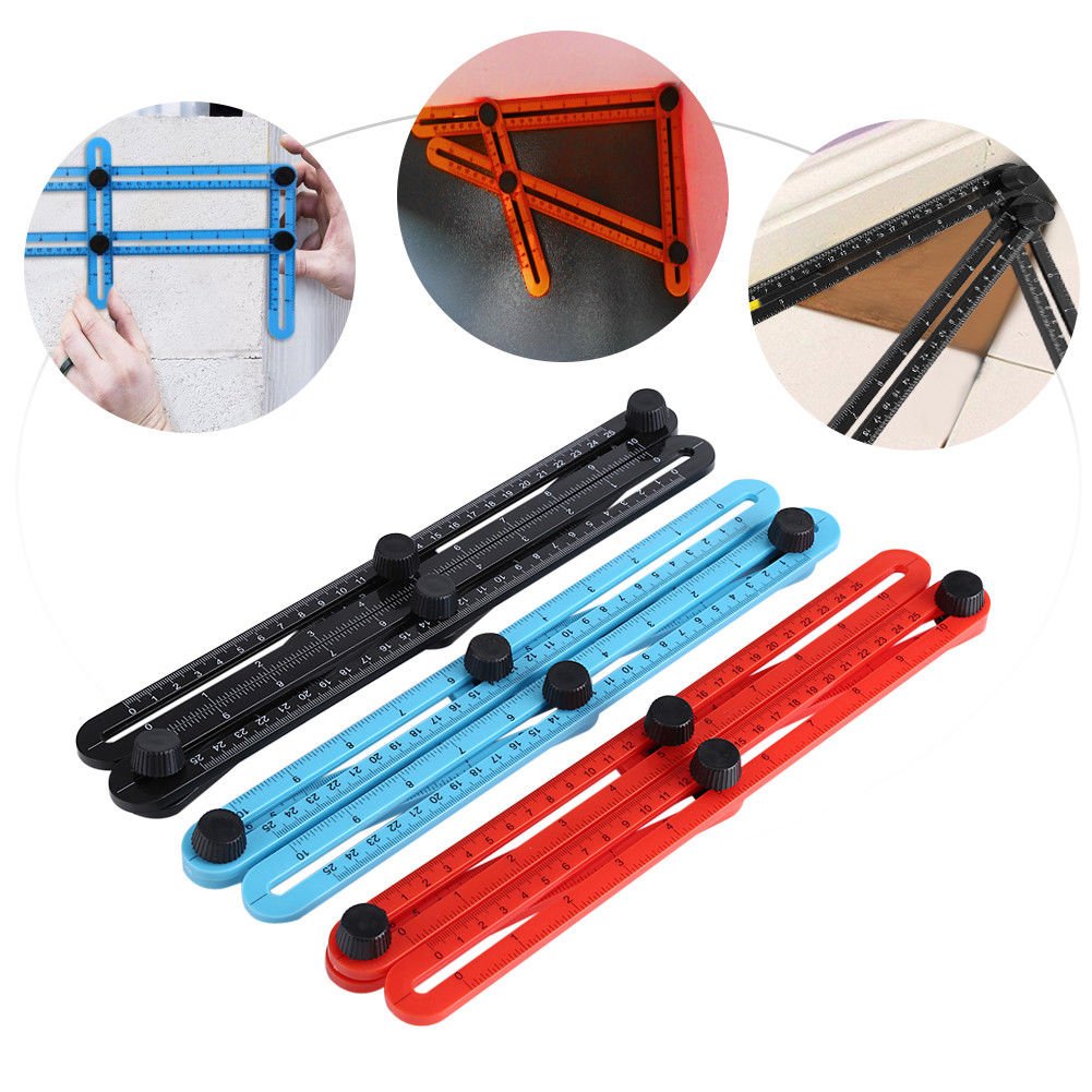 Plastic Four Side Ruler Adjustable Square Scale Angle Measuring Instrument Tool