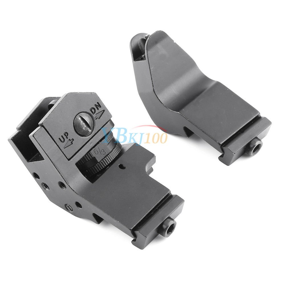 1pc Black Front and Rear 45 Degree Offset Adjustable Tactics Iron Sight Set Kit