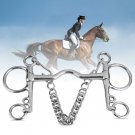 English-style H-shaped Stainless Steel Horse Bit Gag Bits with Curb Chain& Hooks