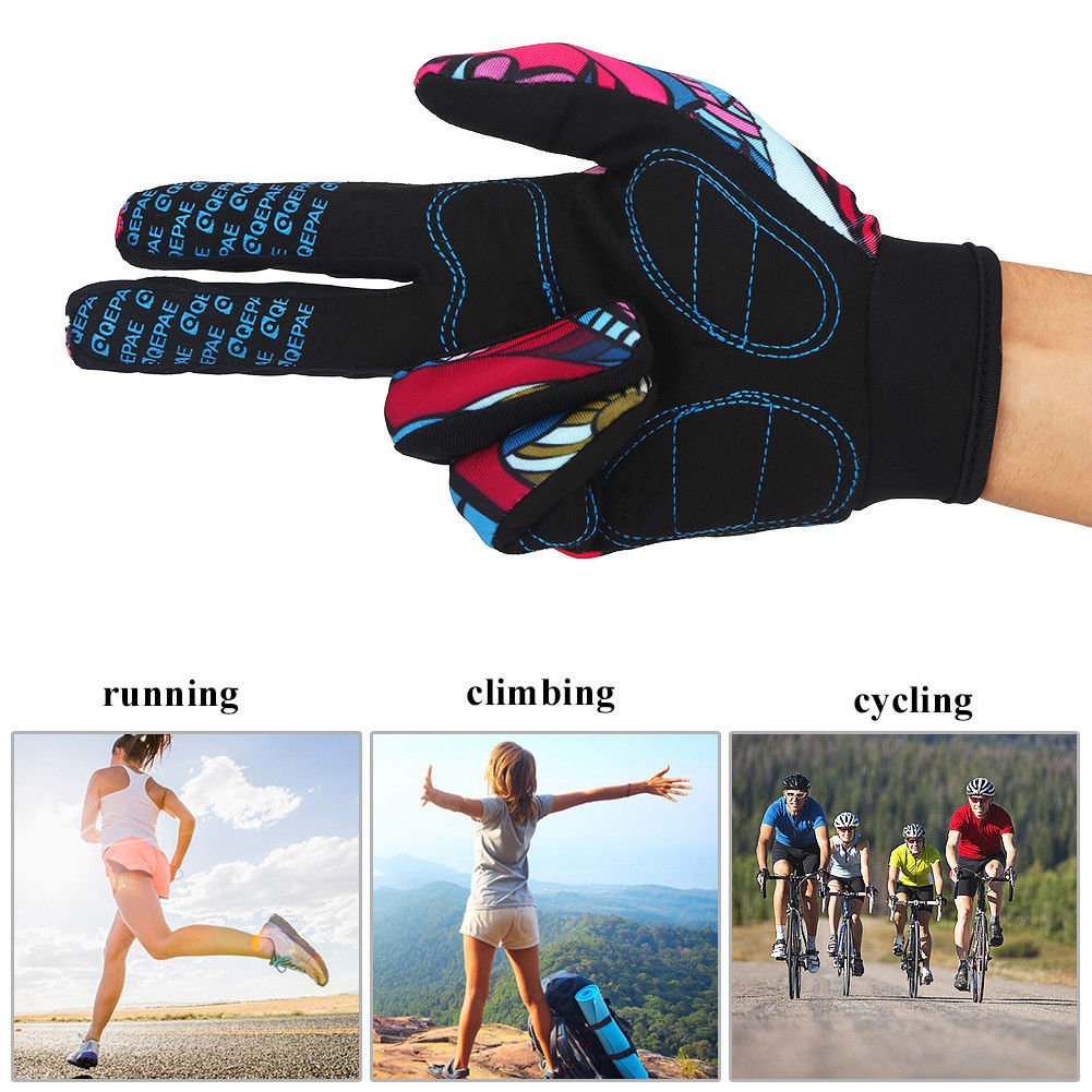 Qepae Racing Mountain Bike Gloves Full Finger Cycling Mitts Ladies Cycle Gloves