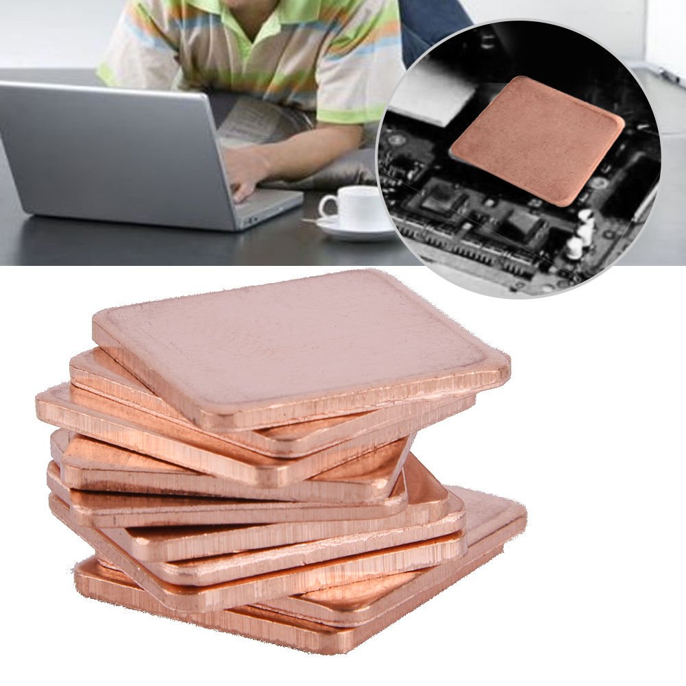 10xCopper Heat Sink Sheet Thermal Pad Shim Universal For Laptop GPU CPU 20x20mm