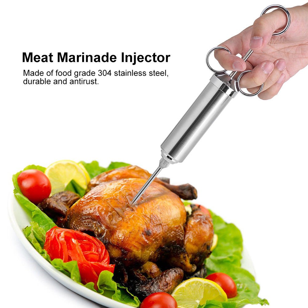 Food Flavor Seasoning Meat Marinade Injector Kit Injection Gun with 2 Needles