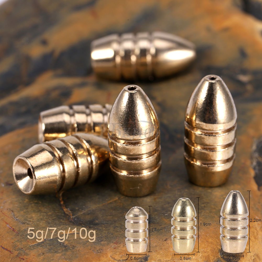 10pcs Fish Sinkers Copper Rig Fishing Bullet Weights 5g 7g 10g Freshwater Sinker