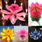 Romantic Rotating Musical Flower Cake Decor Candles Happy Birthday Party Lights