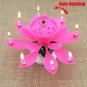 Romantic Rotating Musical Flower Cake Decor Candles Happy Birthday Party Lights