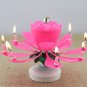 Romantic Rotating Musical Flower Cake Decor Candles Happy Birthday Party Lights