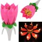 Romantic Rotating Musical Flower Cake Decor Candles Happy Birthday Party Lights