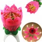 Romantic Rotating Musical Flower Cake Decor Candles Happy Birthday Party Lights