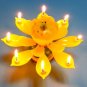 Romantic Rotating Musical Flower Cake Decor Candles Happy Birthday Party Lights