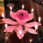 Romantic Rotating Musical Flower Cake Decor Candles Happy Birthday Party Lights