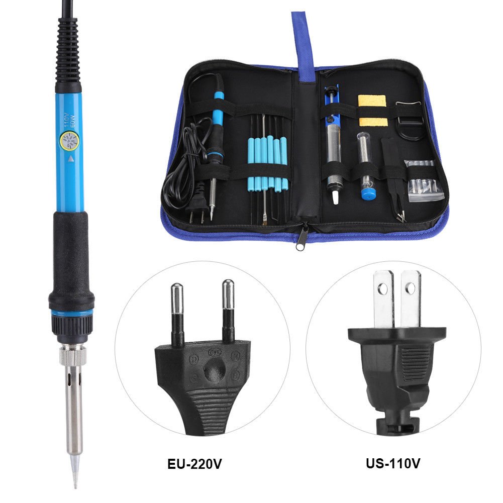 60W Adjustable Temperature Electric Soldering Iron Gun Welding Tool Kit + Case