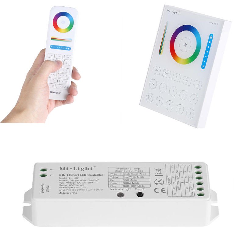 Milight 5 In 1 LED Controller for Single Color/CCT/RGB/RGBW/RGB+CCT Strip Lamp