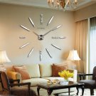 Large Modern Art Design DIY 3D Mirror Wall Clock Luxury Home Office Room Decor