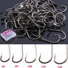 High Quality 100Pcs 8-12# Fish Fishing Sharpened Hooks With Box