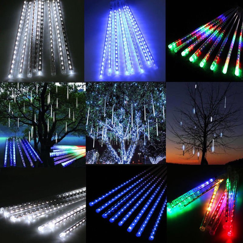 30cm/50cm LED Lights Meteor Shower Rain 8Tube Outdoor Light Xmas Tree EU Plug