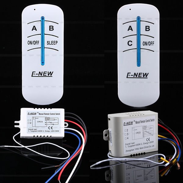 Wireless 180-240V ON/OFF Lamp 2 / 3 Ways Digital Remote Control Switch Receiver