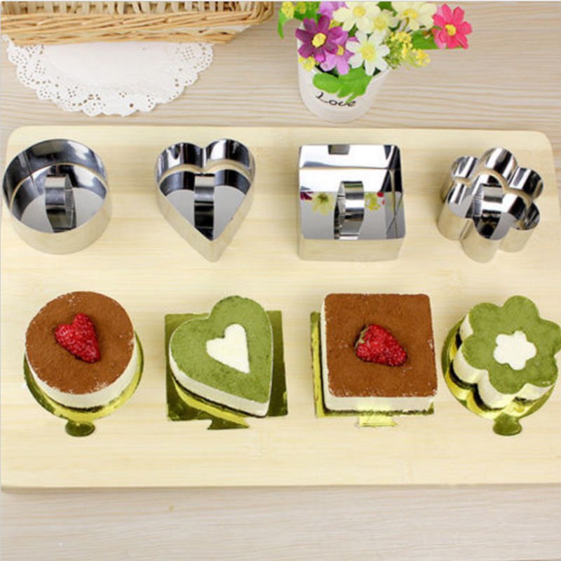 Stainless Steel Heart Square Flower Mousse Cake Pastry Mold Mould Cutter DIY New