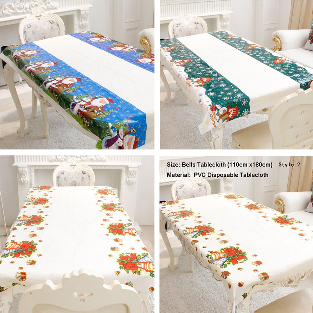 Christmas Tree/Snowman/Santa/Xmas Bell Tablecloth Table Cover Cloth Home Decor