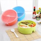 Round Portable Microwave Lunch Box Picnic Bento Food Container Storage + Spoon