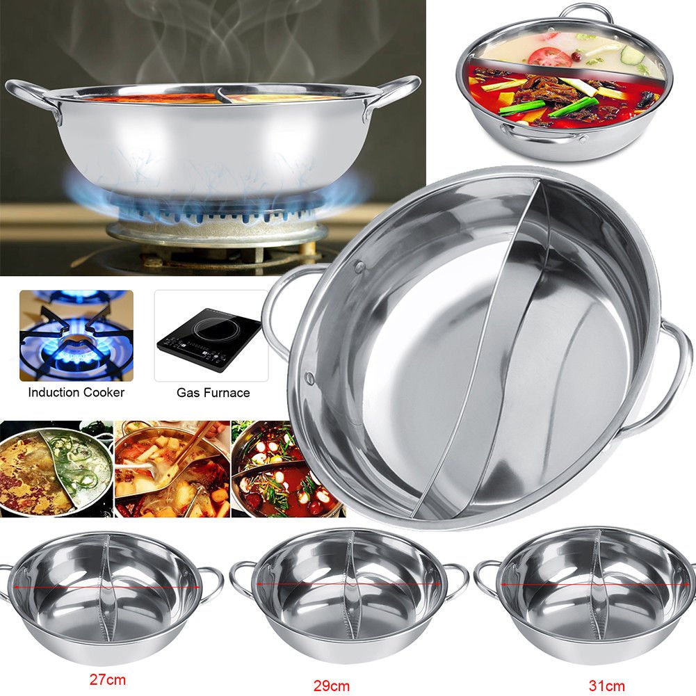 27/29/31cm Thick Stainless Steel Hot Pot Two Flavor Separation ...