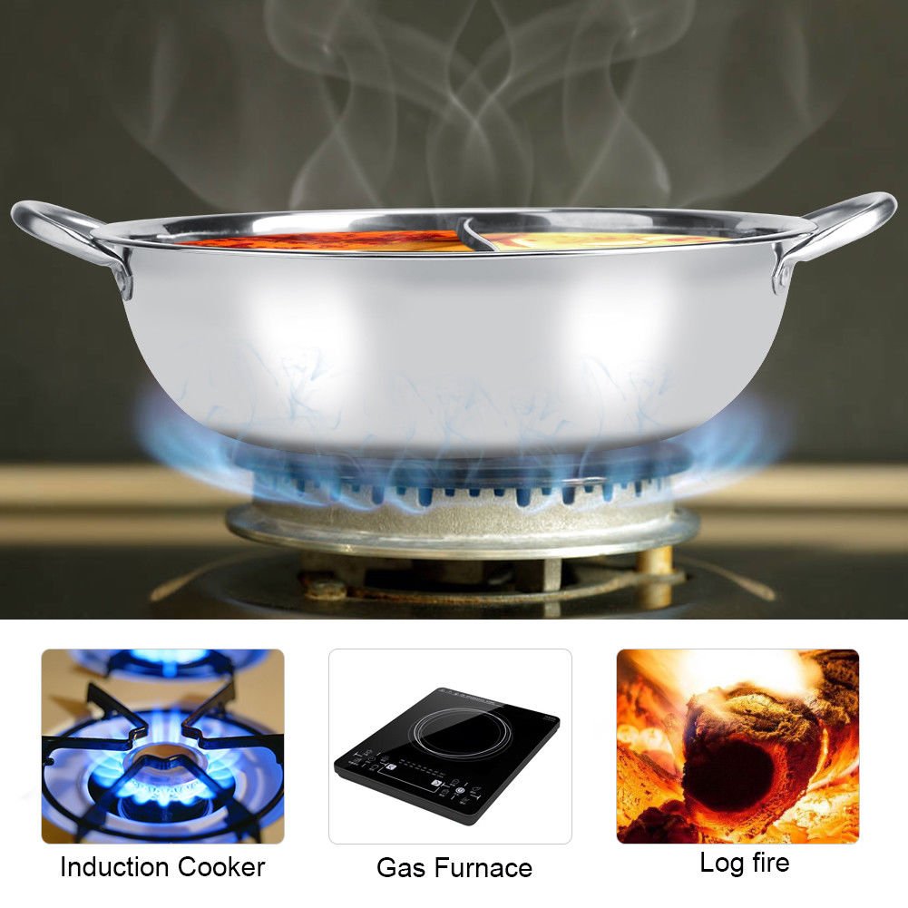 27/29/31cm Thick Stainless Steel Hot Pot Two Flavor Separation