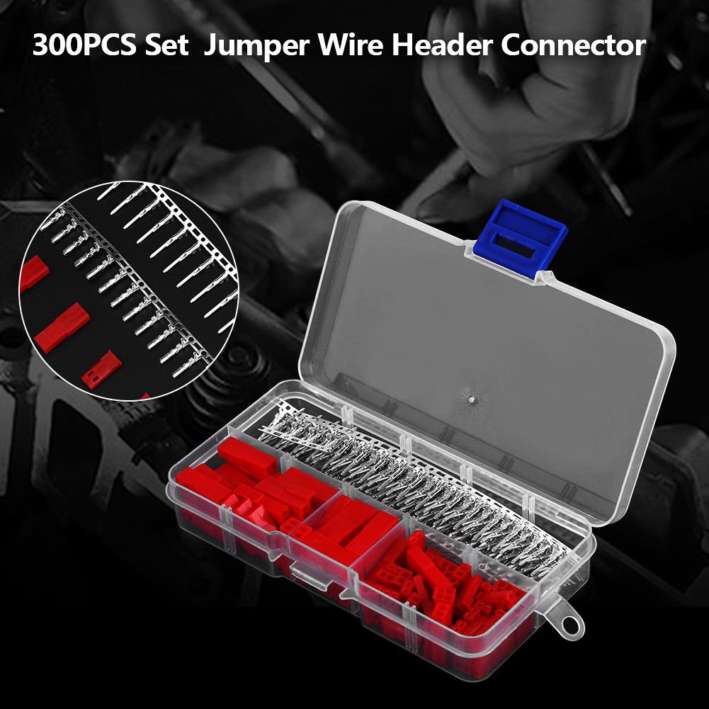 300Pcs 2.54mm 2 Pin Red Plug Female & Male Housing Crimp Terminal Hot