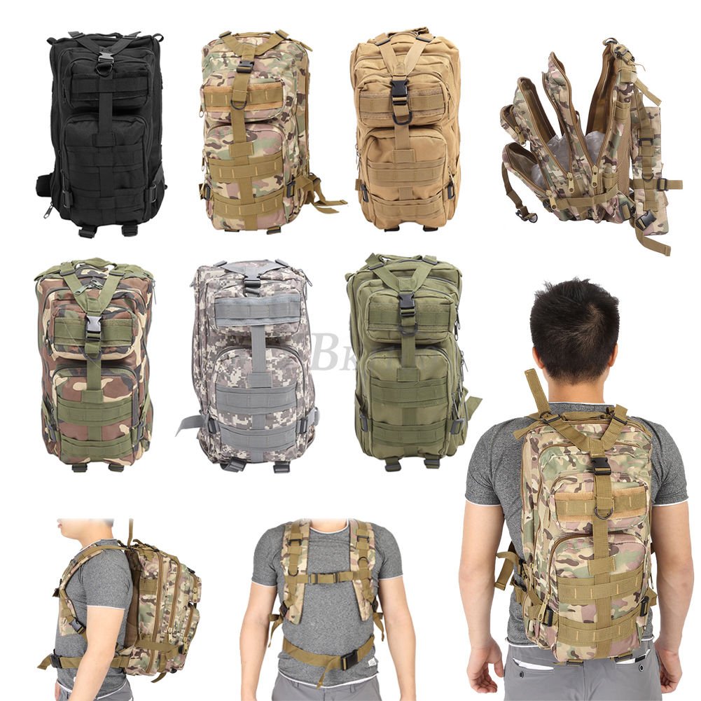 35L Hiking Camping Bag Army Military Army Rucksack Camo Trekking Backpack 3P
